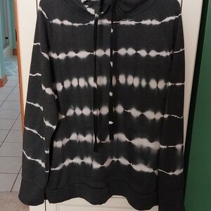 Dark Navy /Grey and White Tie-Dye Women's Hoodie